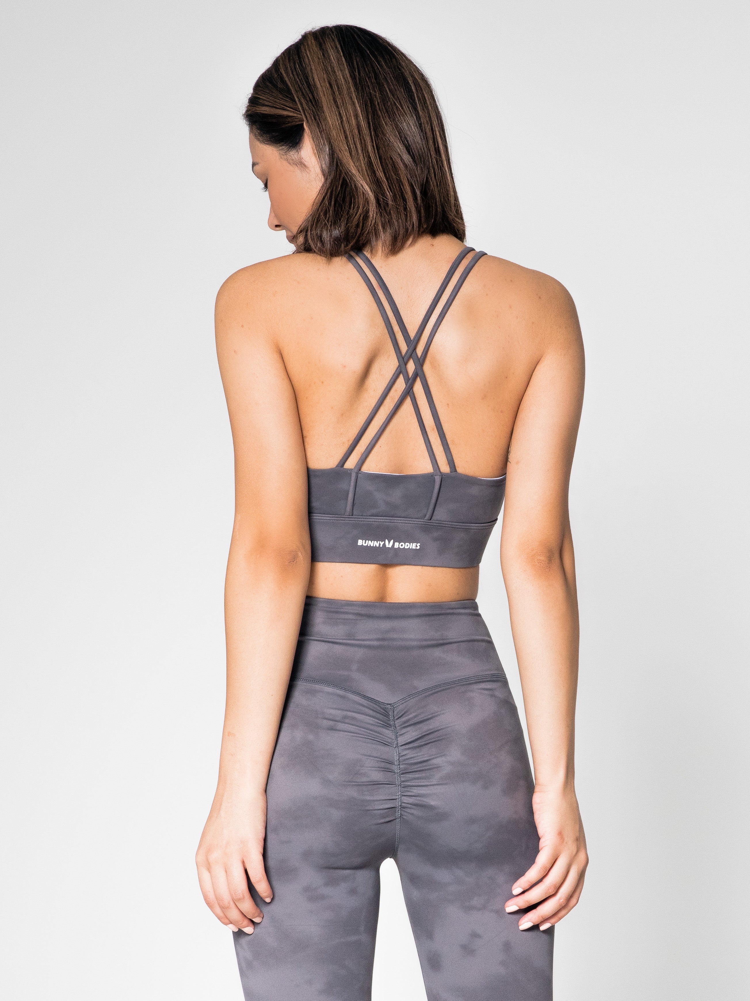 Tie Dyed Party Sports Bra - Charcoal