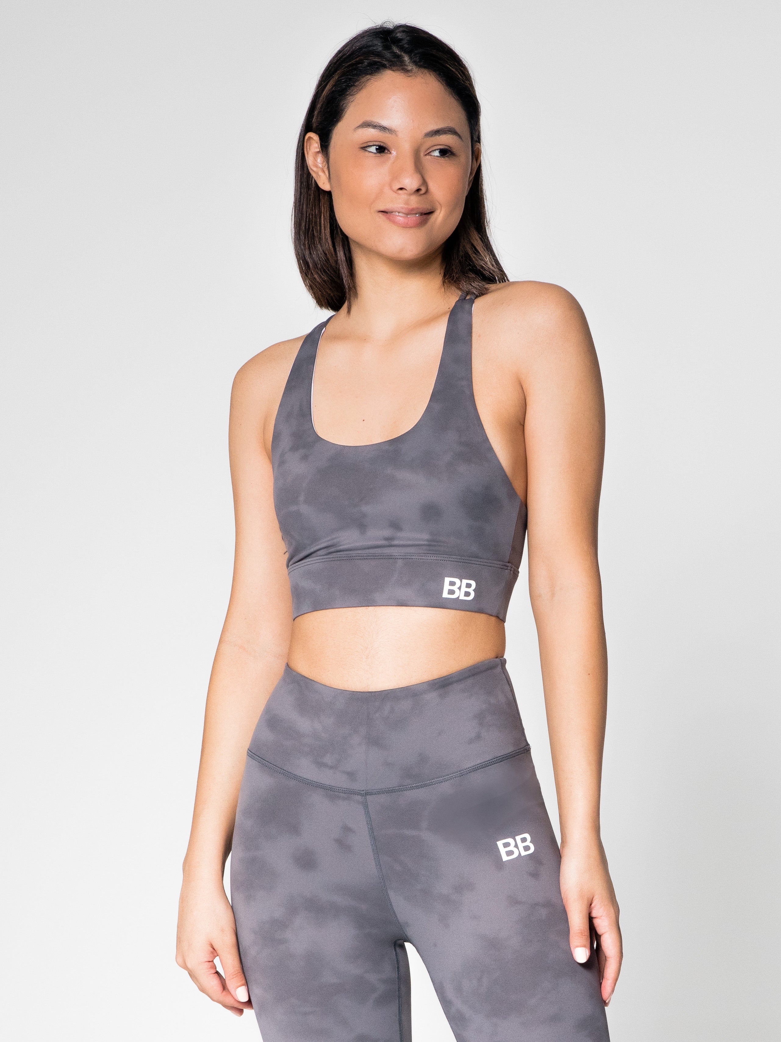 Tie Dyed Party Sports Bra - Charcoal
