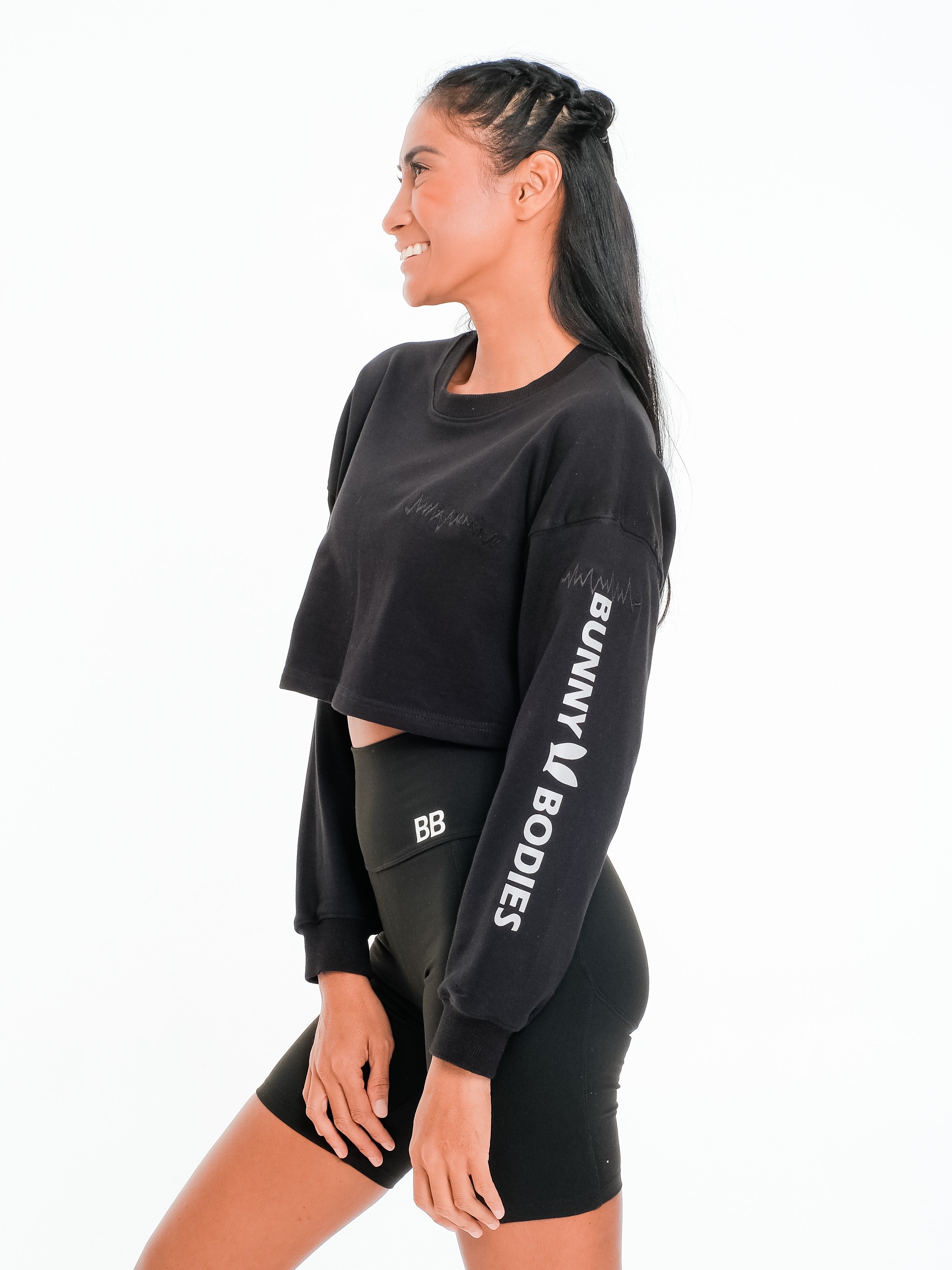 Bunny Bodies Vibin' Crop Sweater - Black