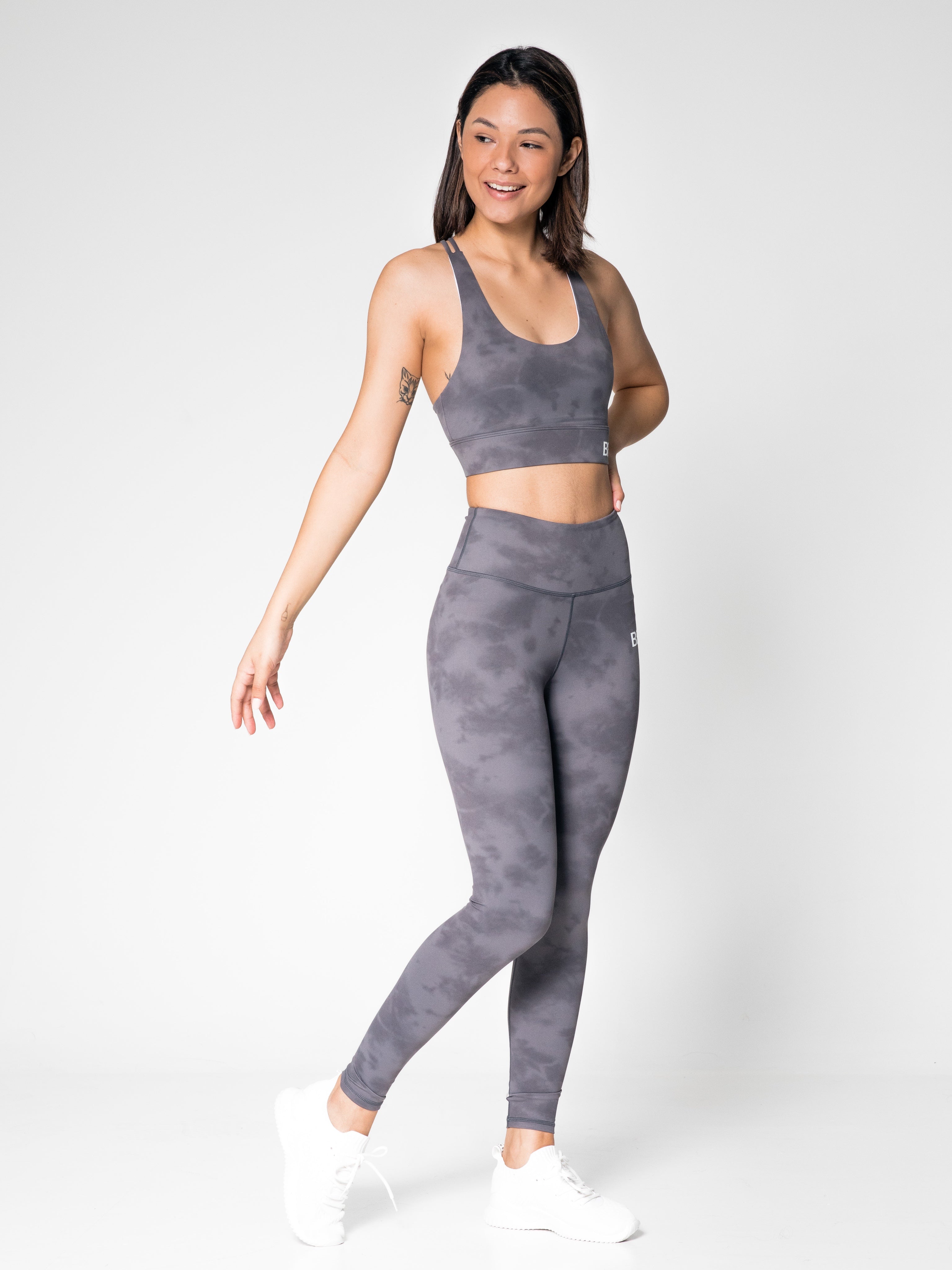 Tie Dyed Party Sports Bra - Charcoal